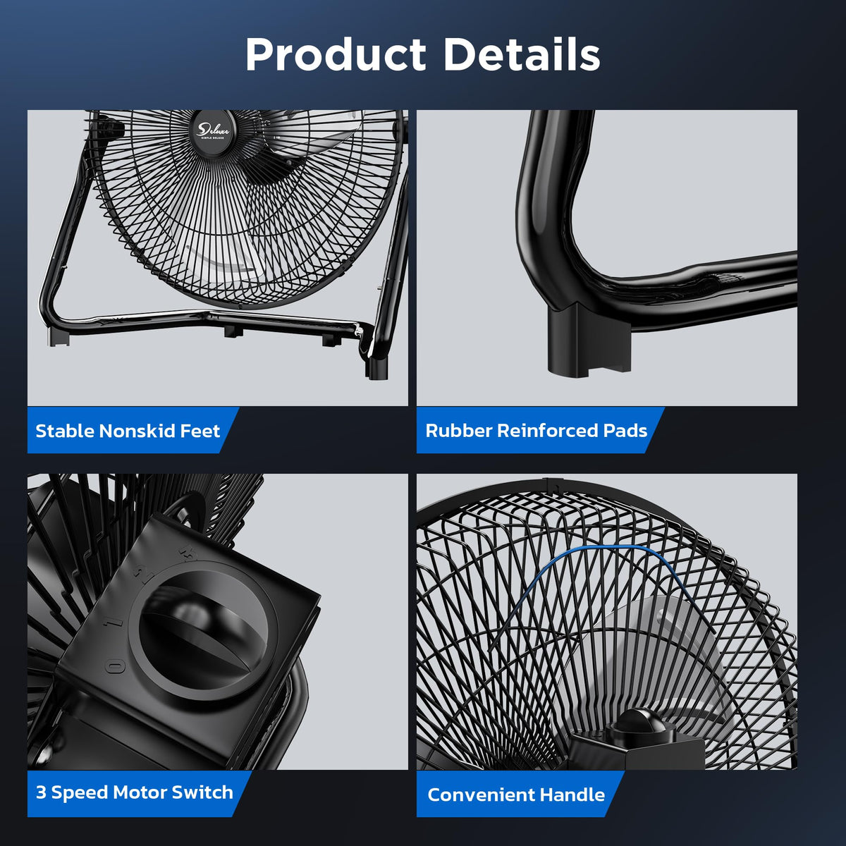 20 Inch 3-Speed Oscillating Metal Floor Fan K26311