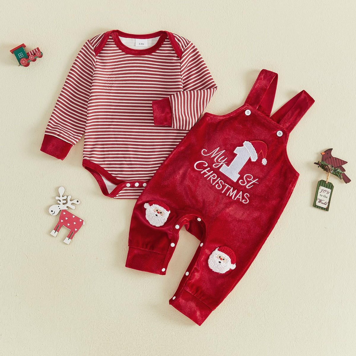 Christmas Baby Boy Outfit Romper Overalls Set Y923