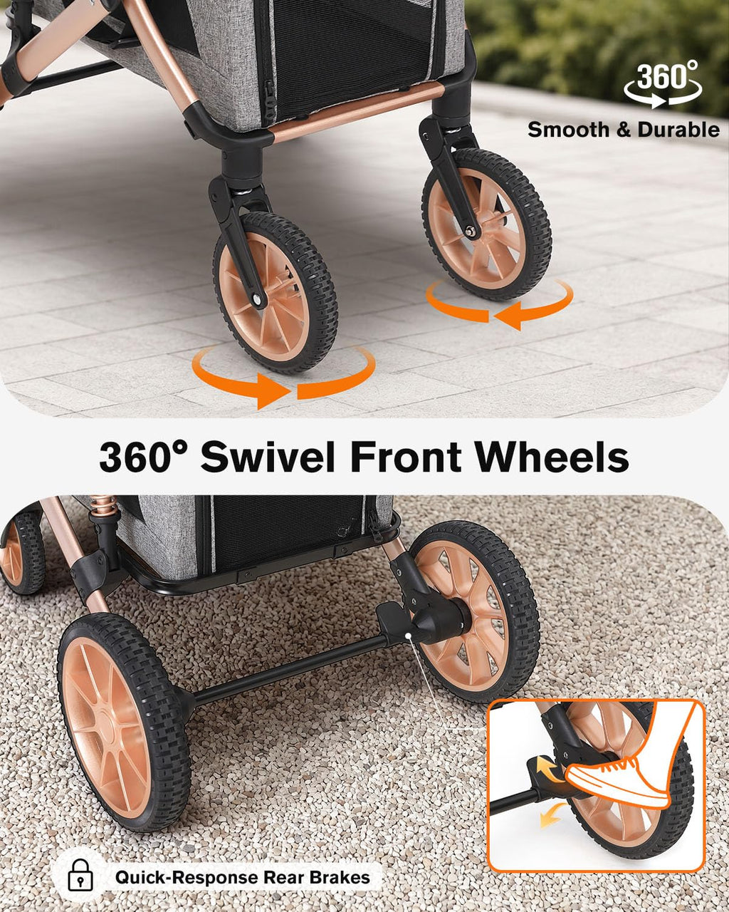 Double Pet Stroller with 2 Detachable Carriers I245997