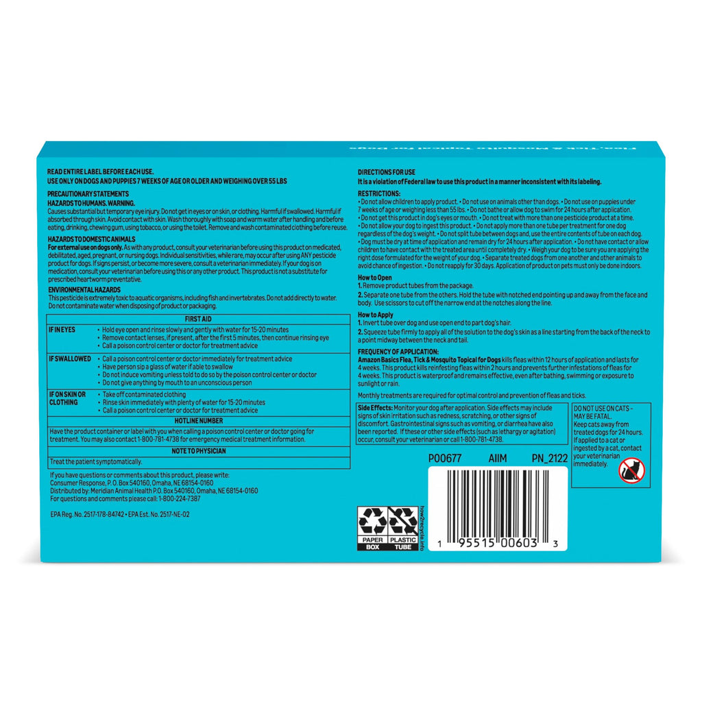 Flea, Tick & Mosquito Topical Treatment for X-Large Dogs, 6 Count R487981
