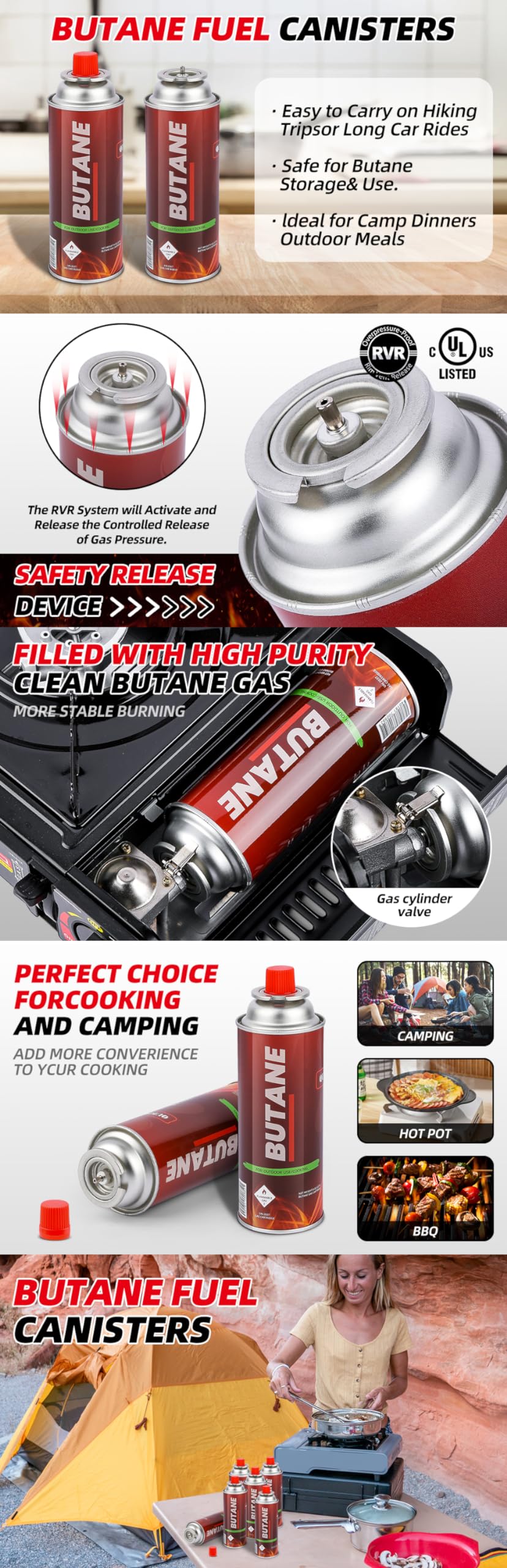 8oz Butane Fuel Canisters Pack of 4 P536