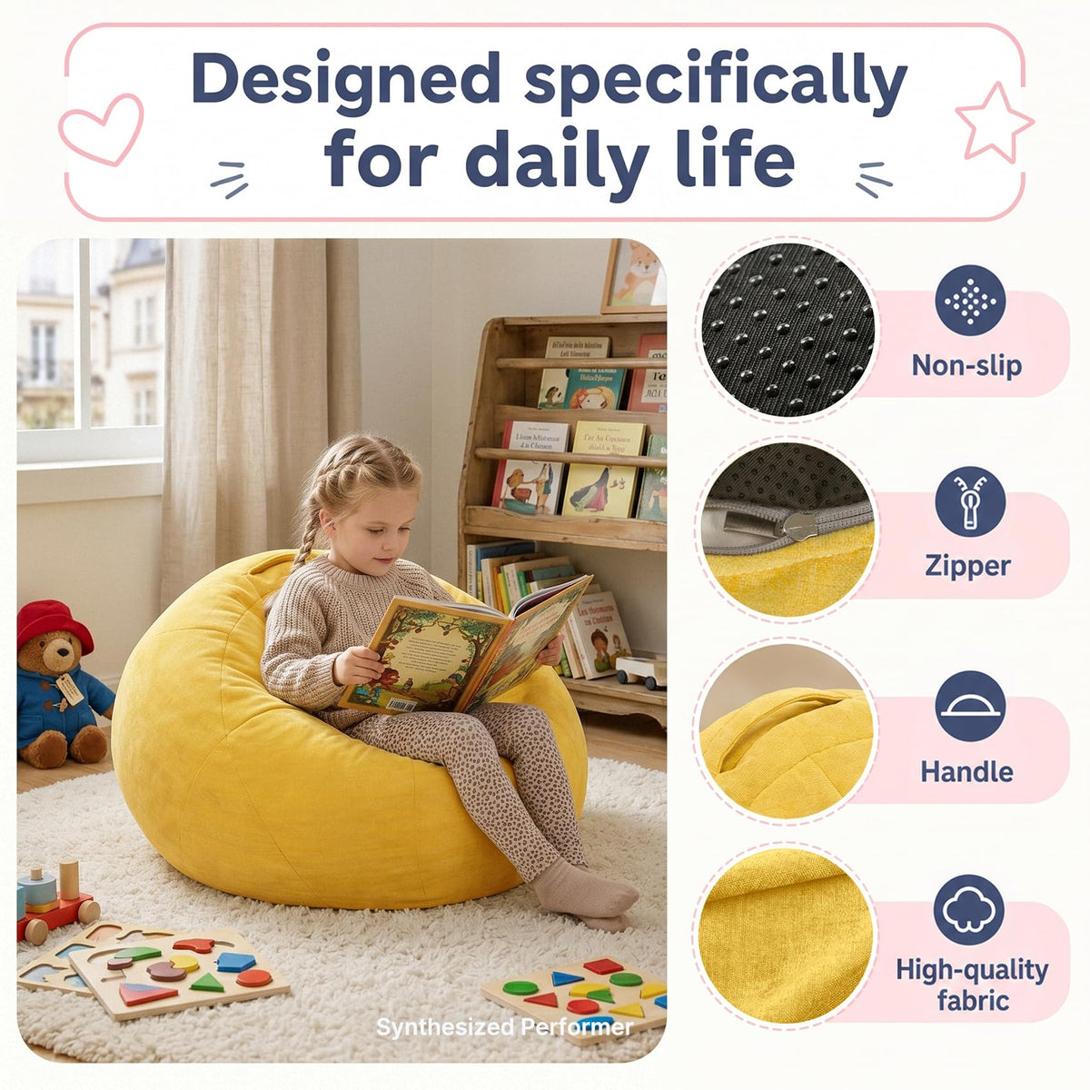 Small Yellow Bean Bag Chair I241