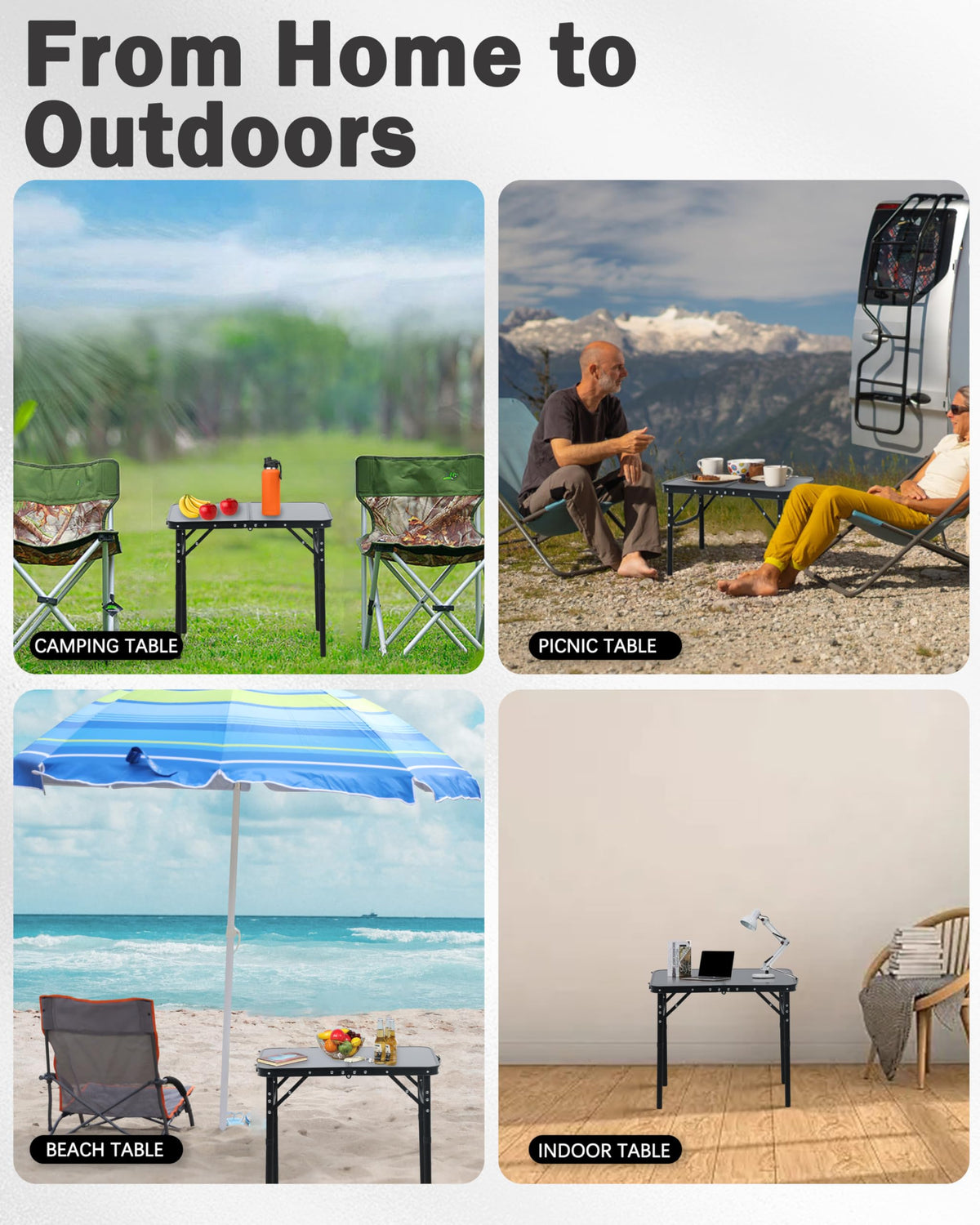 Small Portable Folding Camping Table with Handle, Black X71402