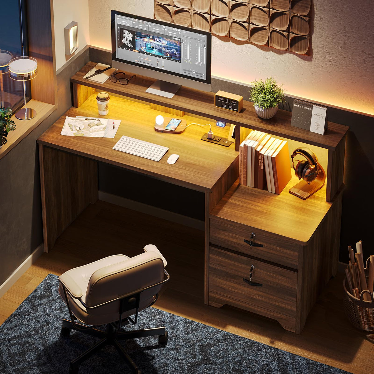 55-Inch Computer Desk with File Drawer B5803