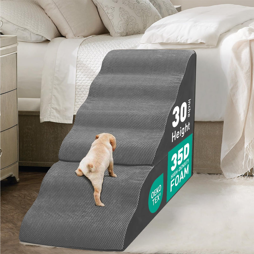 6-Step Grey Foam Dog Stairs Q373