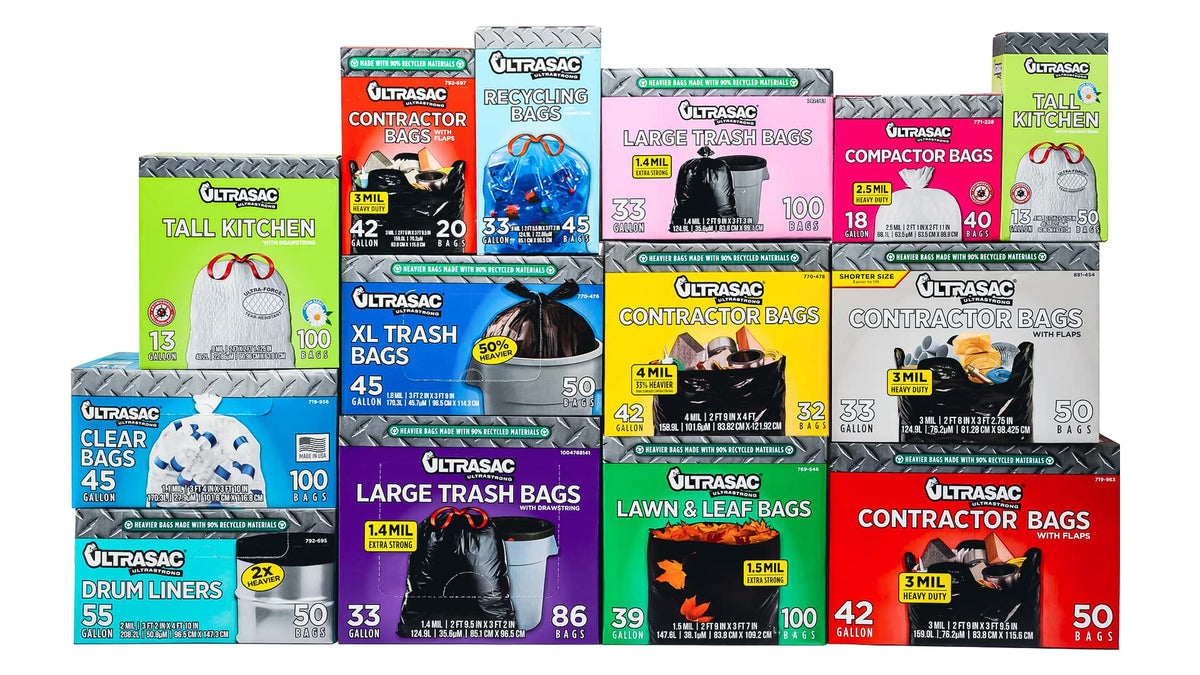 42 Gallons 4 Mil Heavy Duty Contractor Bags 32 Pack with Ties Y63450