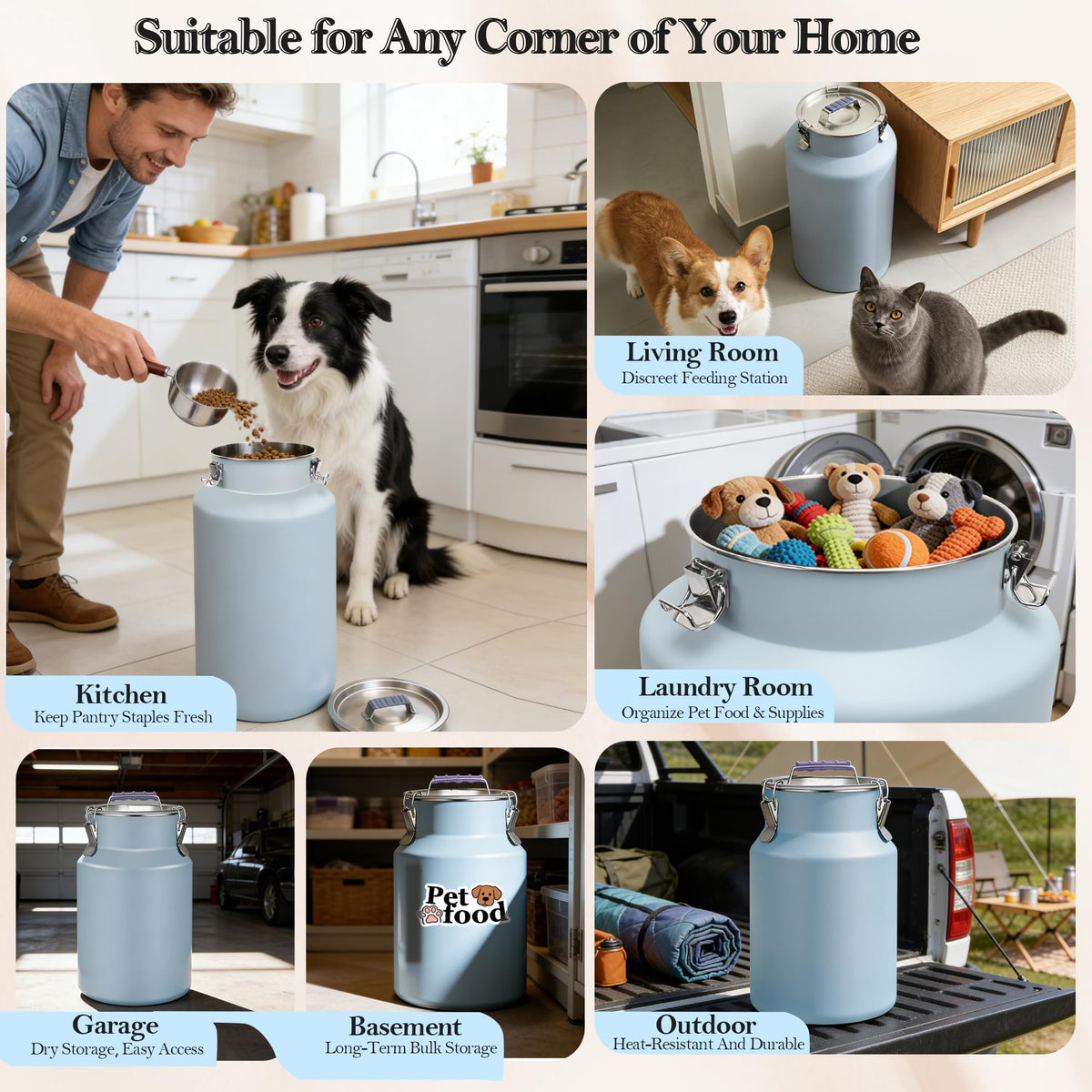 Stainless Steel Dog Food Storage Container with Scoop L79350