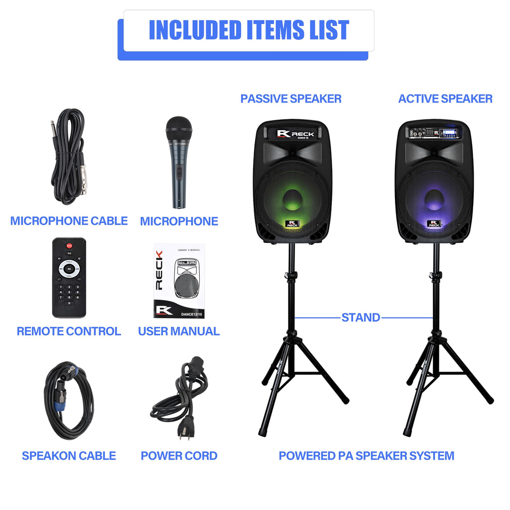 Portable 15-Inch 2000 Watt 2-Way Powered PA Speaker System E47919