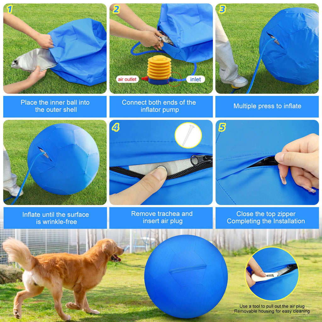 25" Waterproof Durable Dual-Layer Herding Ball for Dogs and Horses (Blue) M5225