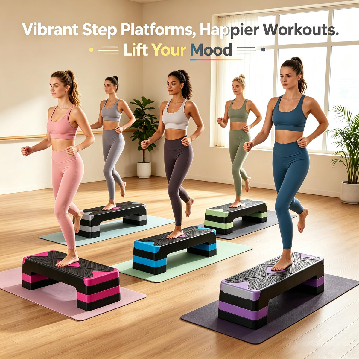 28-Inch Height Adjustable Aerobic Step Platform with 4 Risers X2045