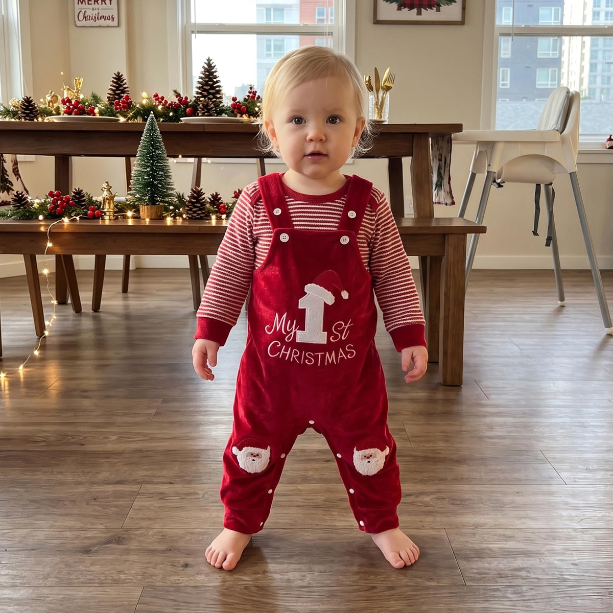 Christmas Baby Boy Outfit Romper Overalls Set Y923