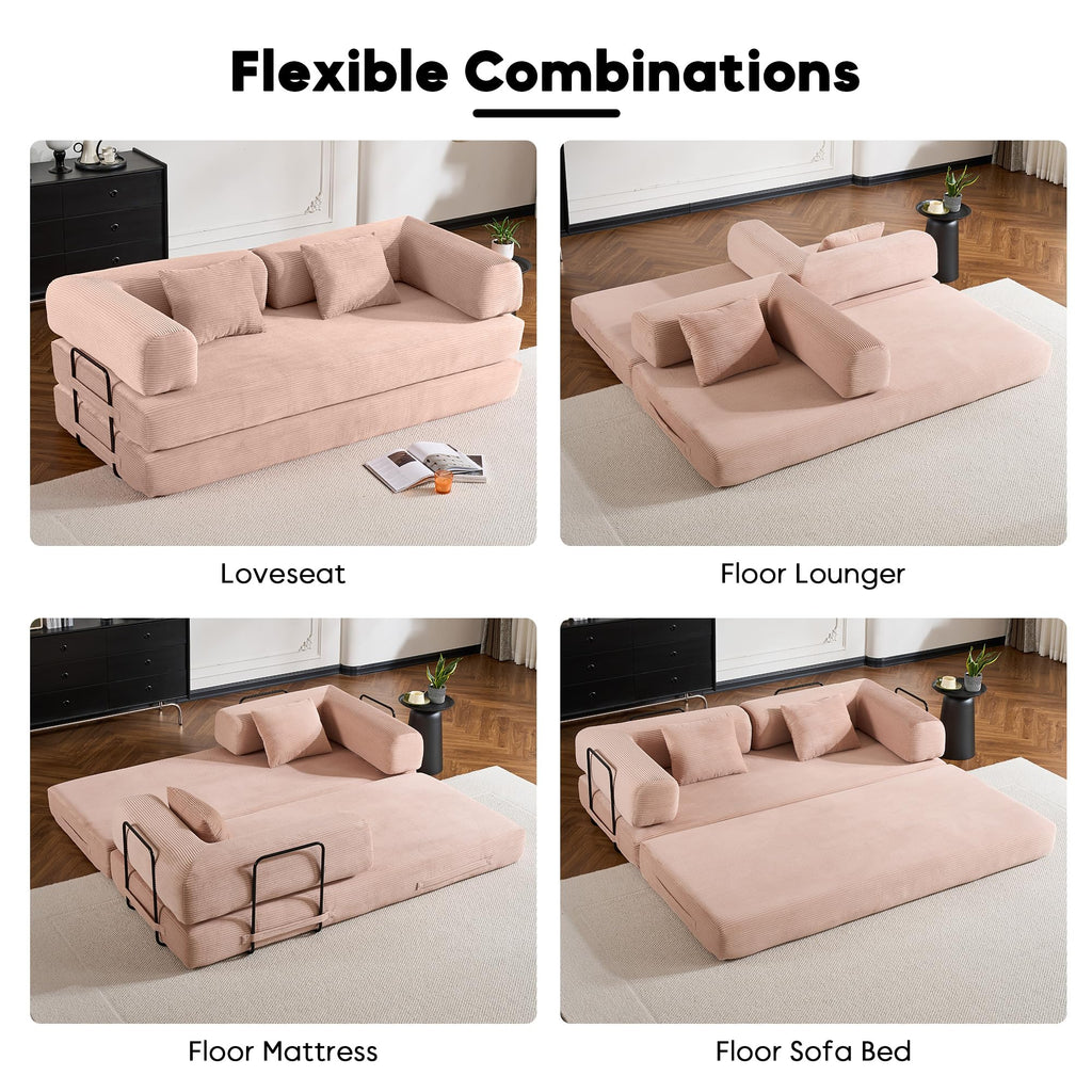Pink Convertible Floor Sofa Bed D789