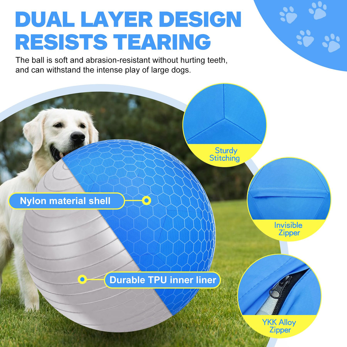 25" Waterproof Durable Dual-Layer Herding Ball for Dogs and Horses (Blue) M5225