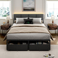 Full Size Bed Frame with Upholstered Headboard & 2 Storage Drawers Q201090