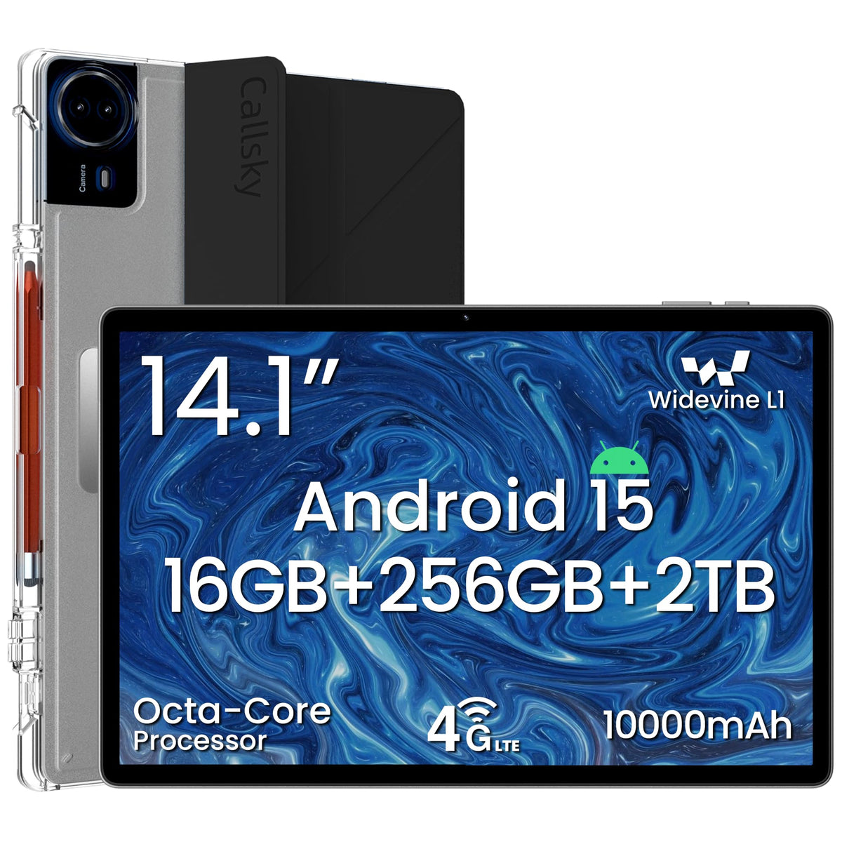 14 Inch Android 15 Tablet, 16GB RAM+256GB ROM, 1920x1200 FHD IPS Display S753