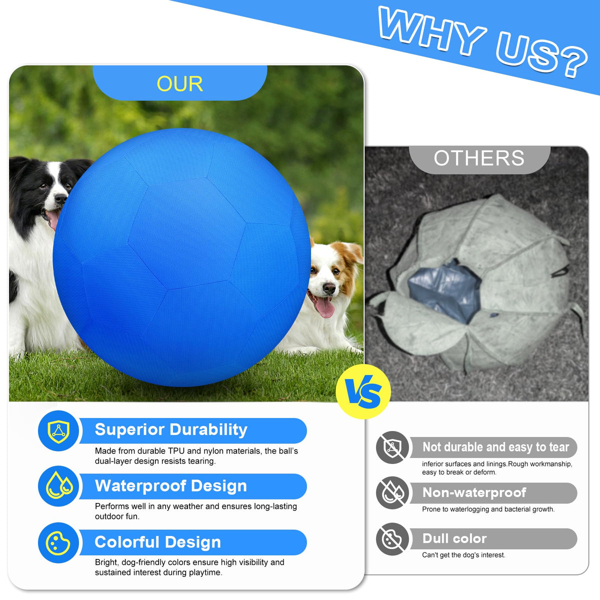 25" Waterproof Durable Dual-Layer Herding Ball for Dogs and Horses (Blue) M5225