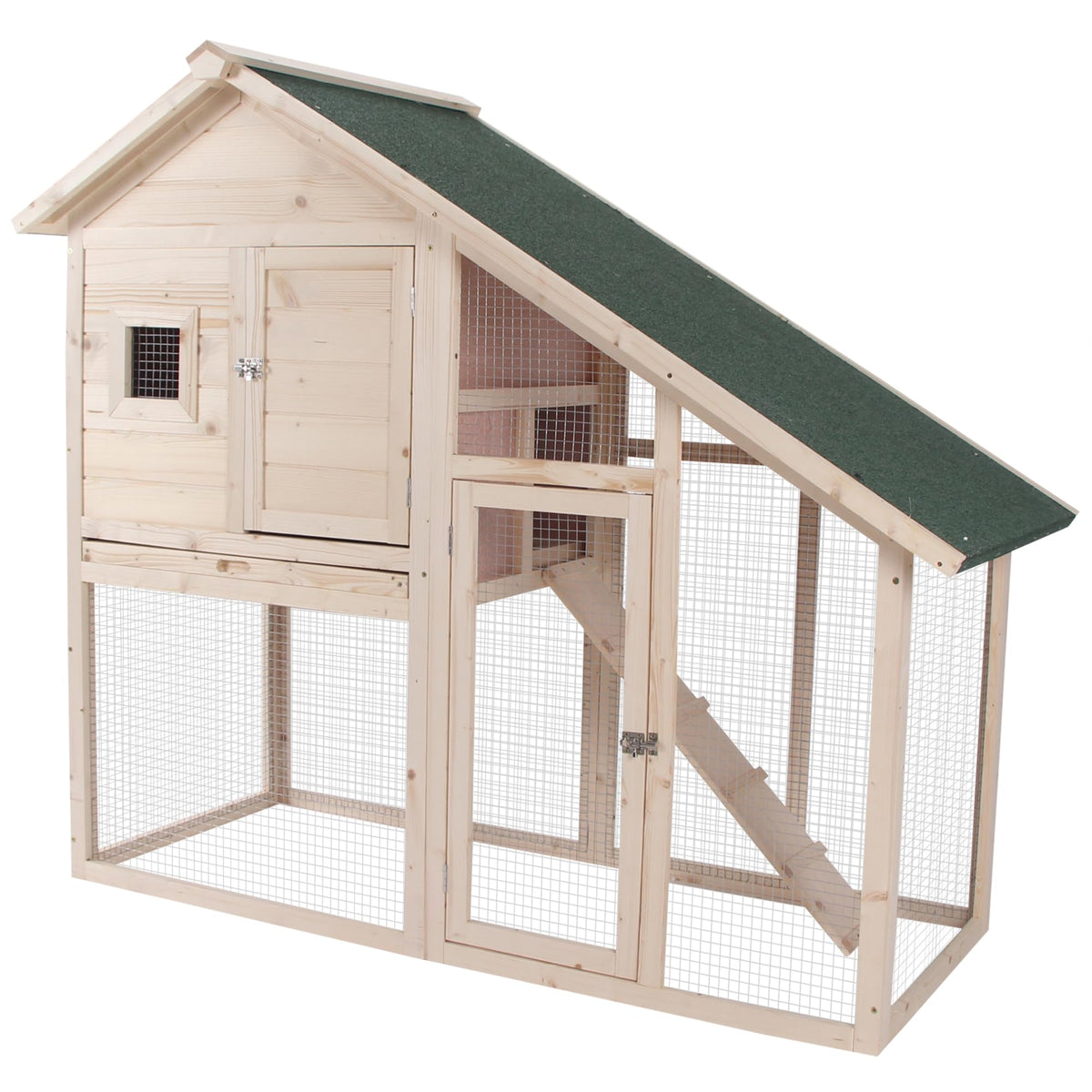 55" 2-Tier Wooden Rabbit Hutch with Ramp E255