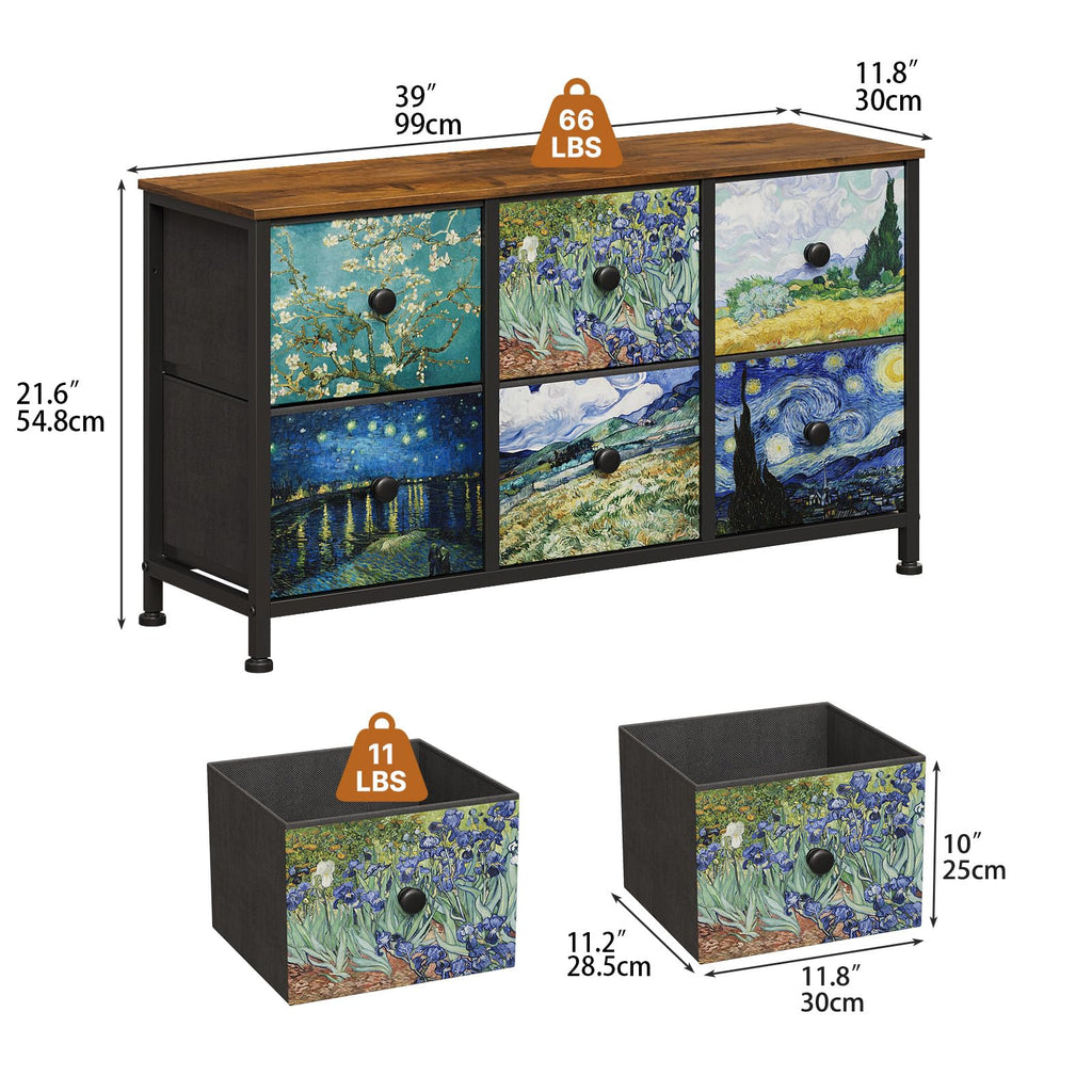 6 Drawer Dresser with Fabric Storage Drawer R978