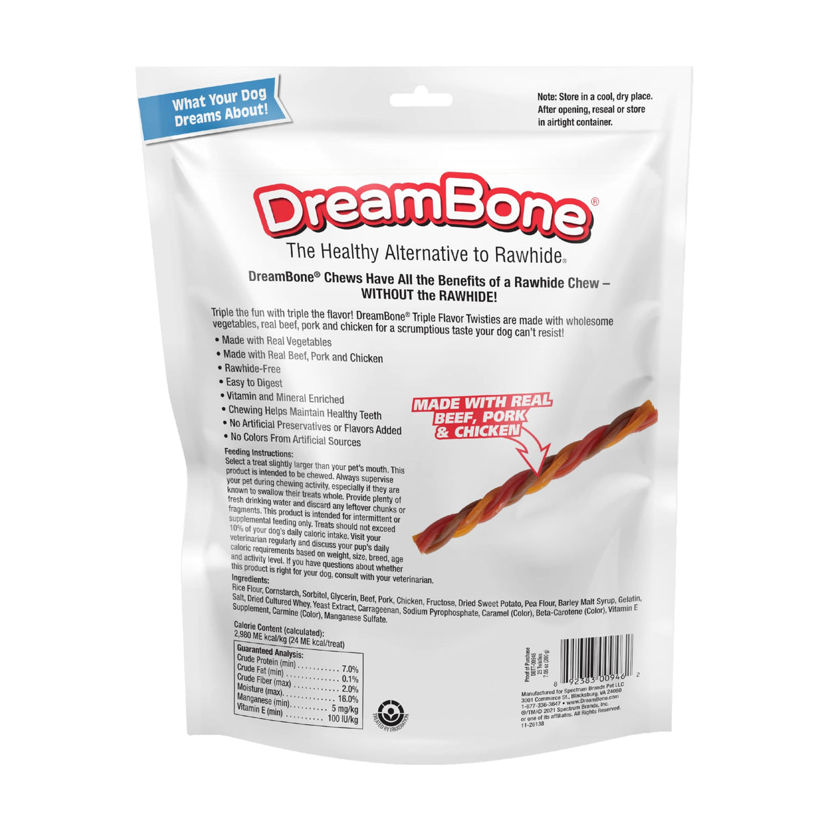Rawhide-Free Dog Treats with Real Protein, 25 Count M42277