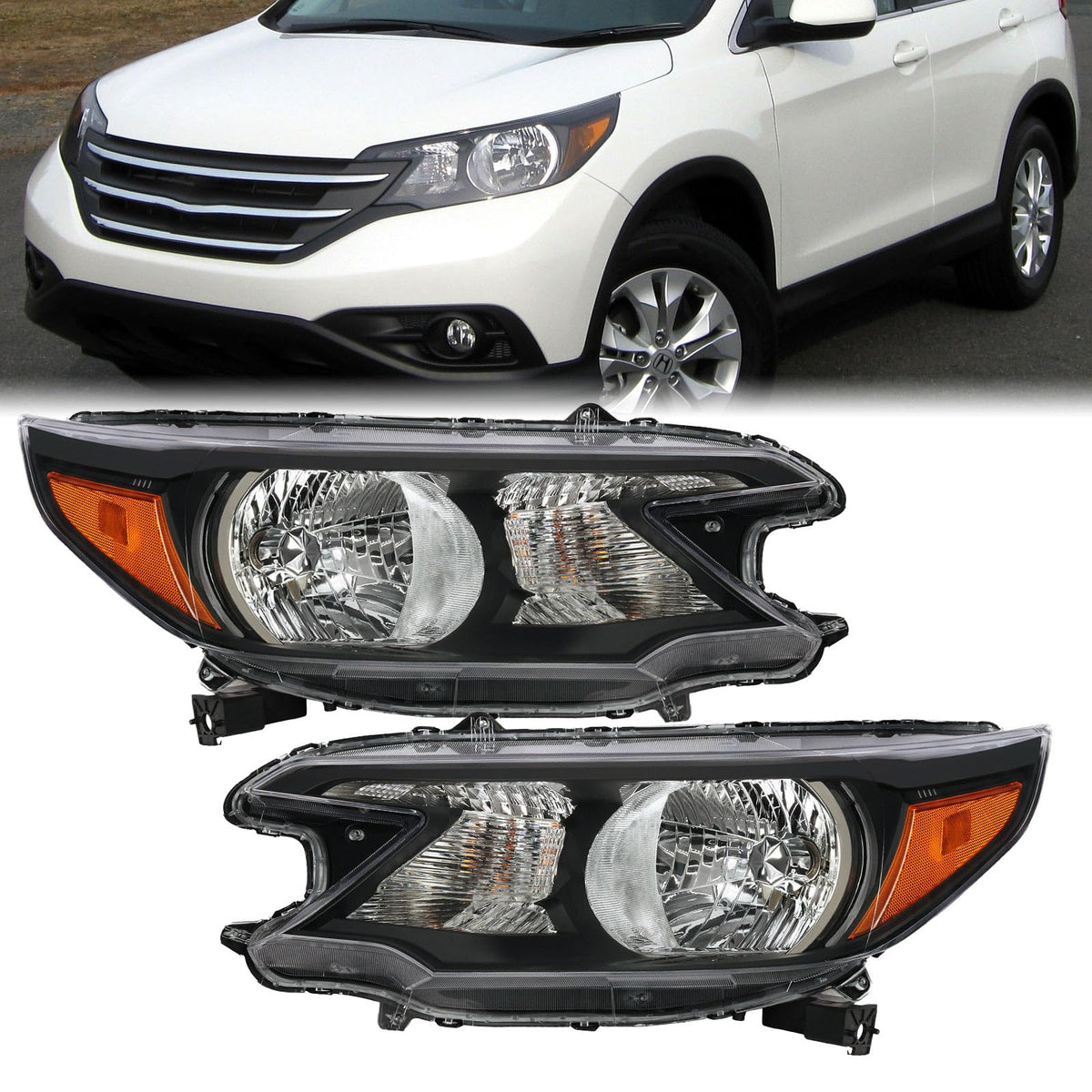 Black Halogen Headlights Assembly K26178