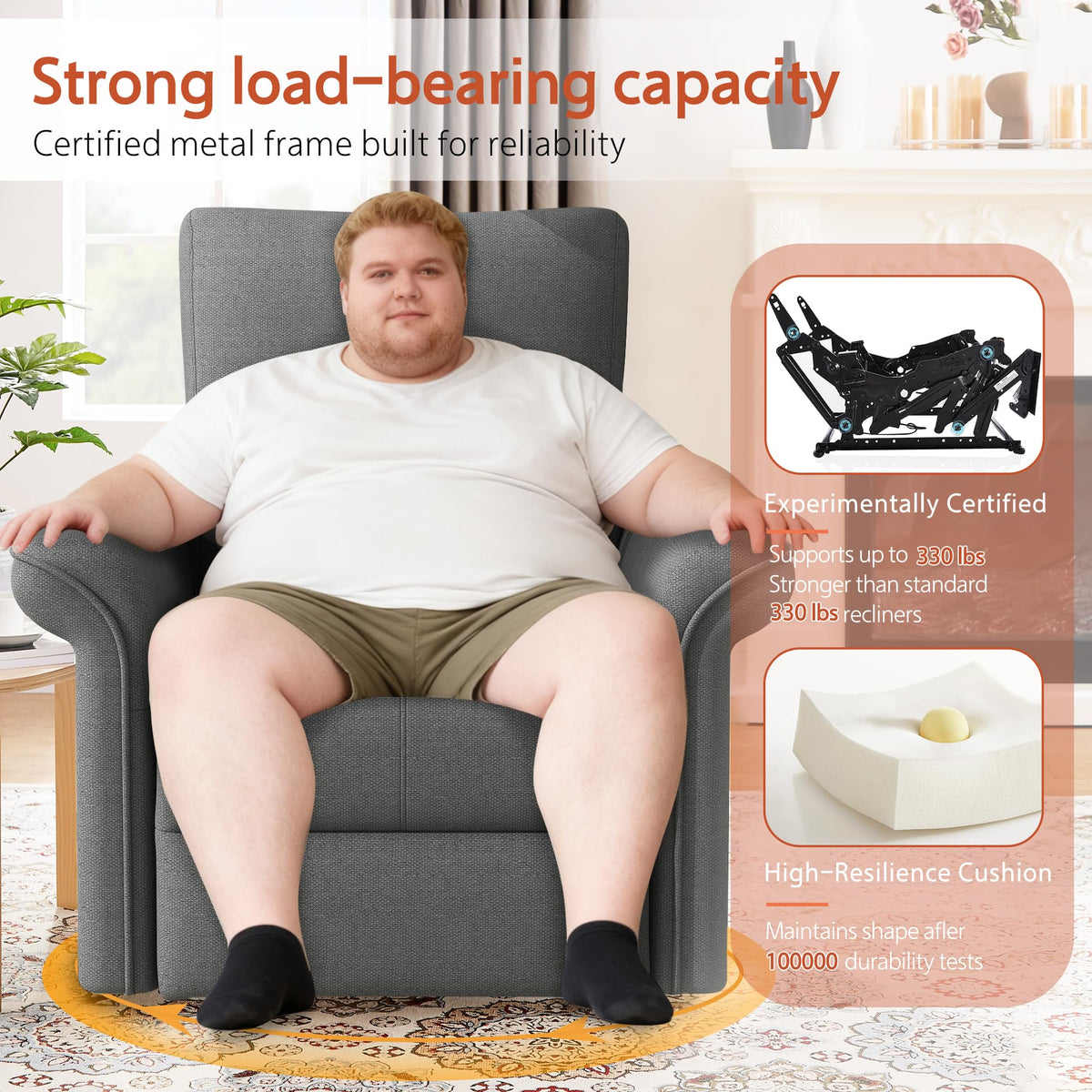 Velvet Grey Swivel Rocker Recliner Chair J458