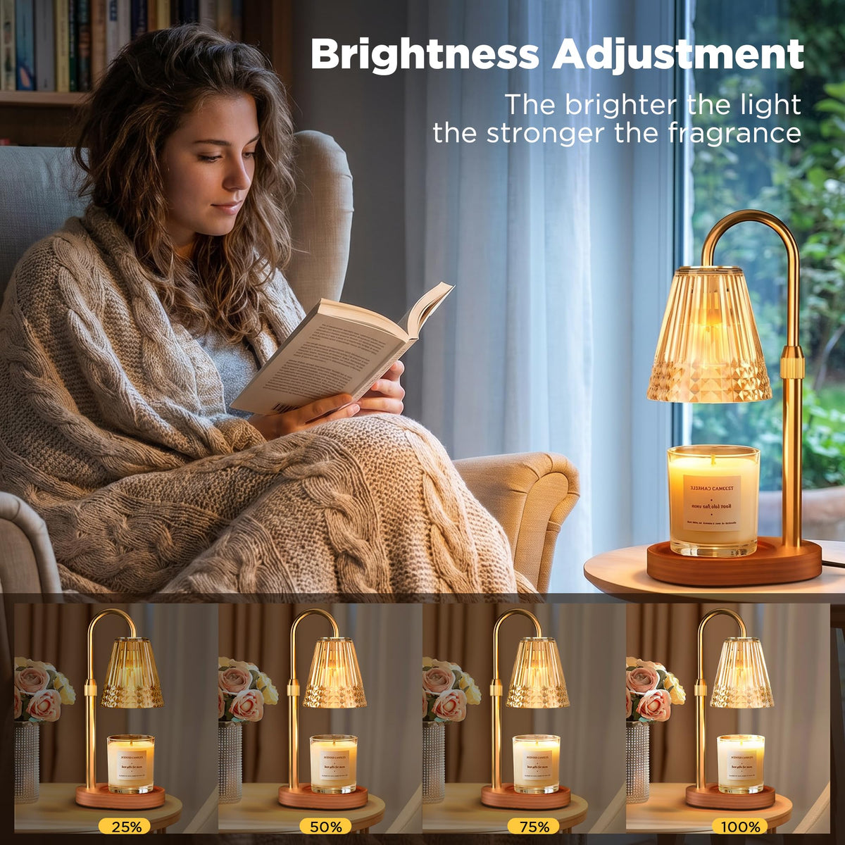 Dimmable Height Adjustable Candle Warmer Lamp with Timer V9267