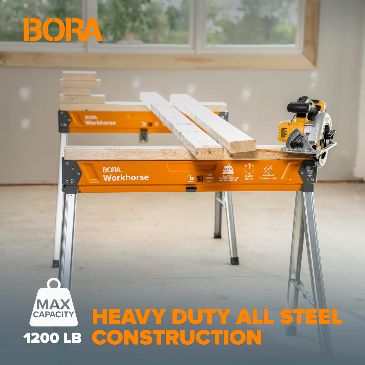 2 Pack Folding Heavy Duty Metal Sawhorse G45983