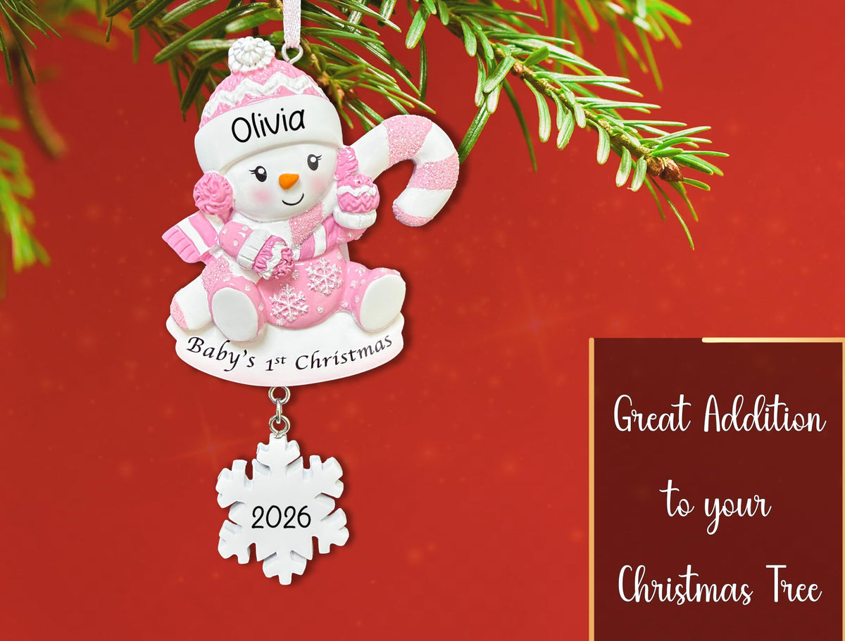 Baby's First Christmas Ornament 2026 Pink W5646