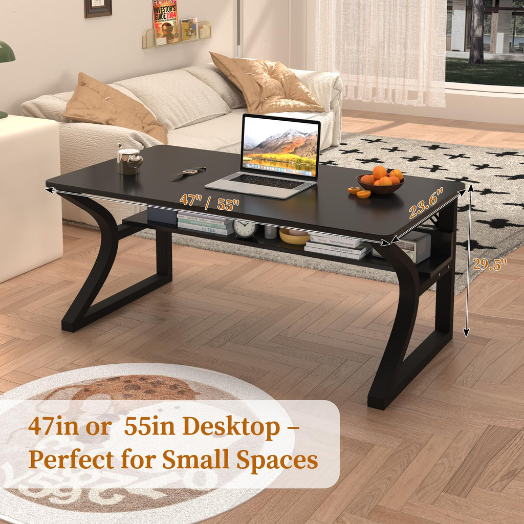 Black 55" Wood Computer Desk K754
