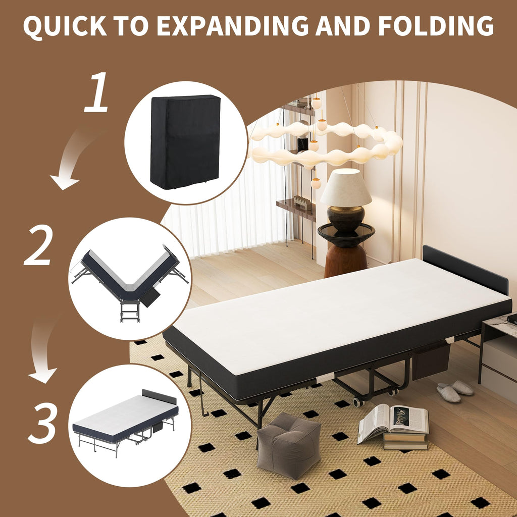 Folding Bed with Mattress & Headboard K423964