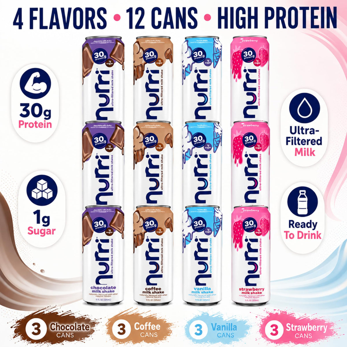 Protein Shake Variety Pack 30g Protein 12 Pack J64214