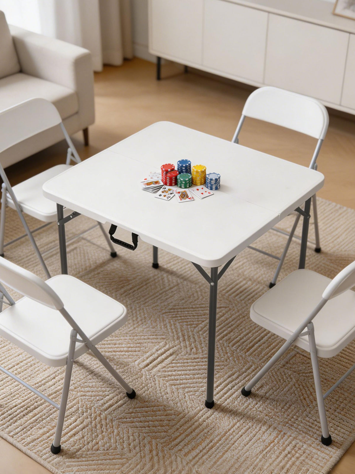 34" White Folding Card Table D520