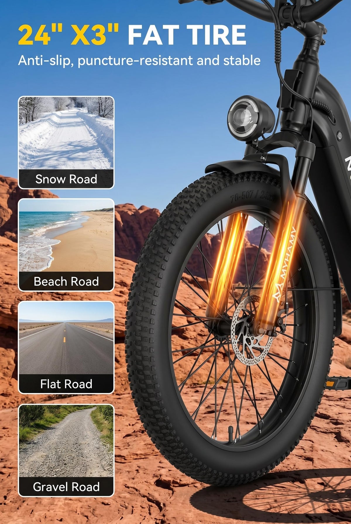 2000W Electric Bike 24 Fat Tire 48V 18Ah Step-Thru Z483