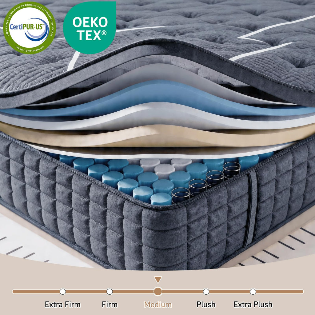 Full Size 12 Inch Gel Memory Foam Pocket Spring Mattress B3593