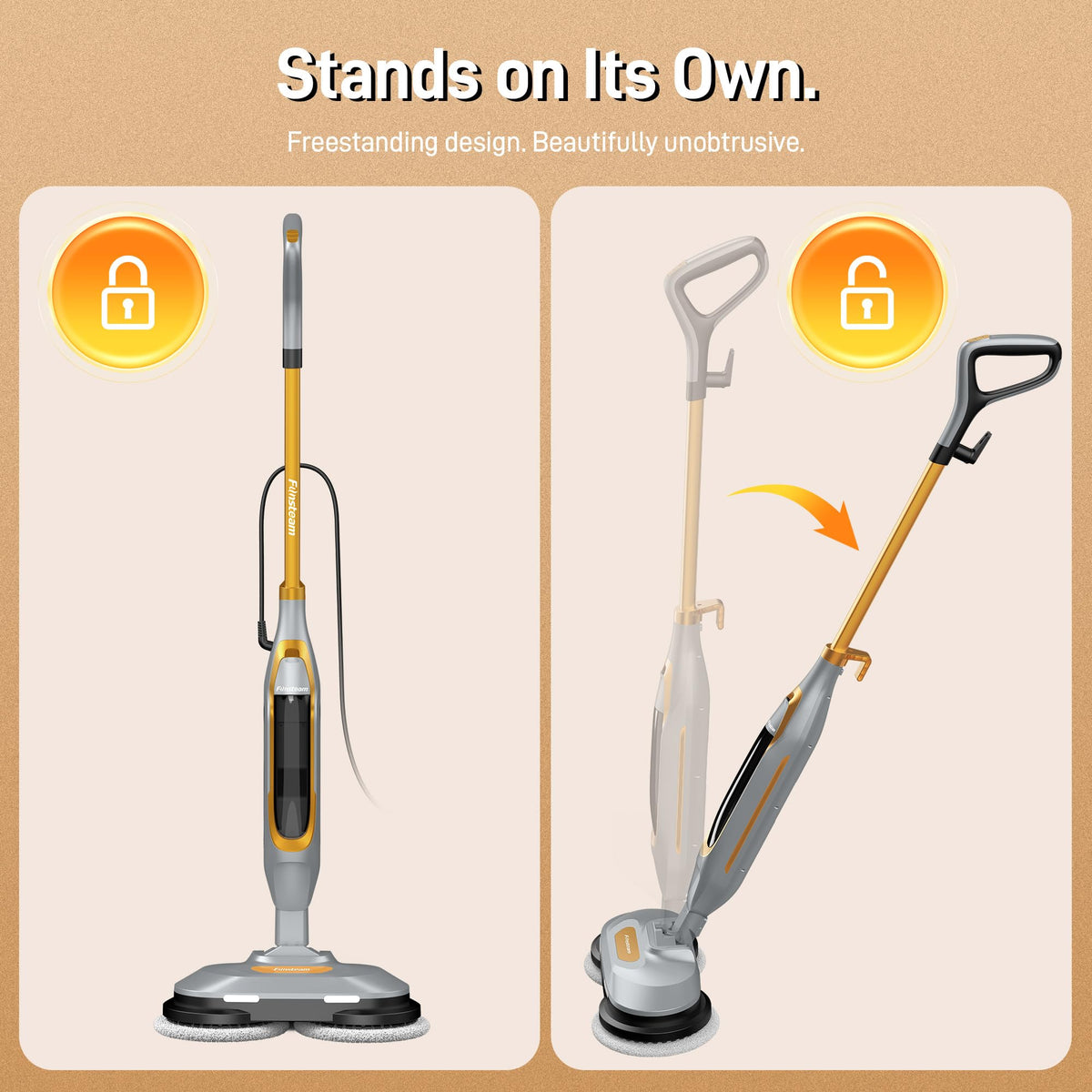 Steam Mop with Dual Rotating Pads, 15.2 fl oz Tank, 6 Washable Pads C7362