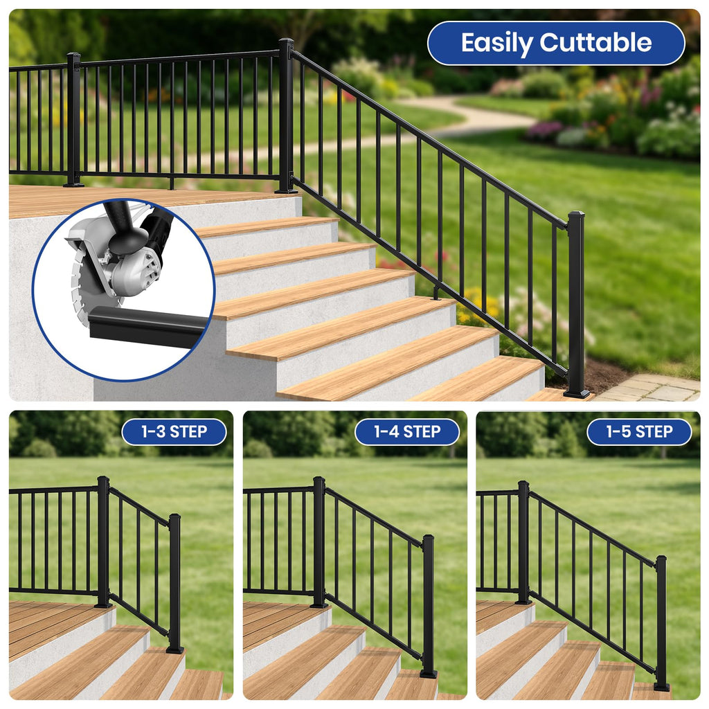 36 in. x 8 ft. Matte Black Aluminum Stair Railing Kit E9344