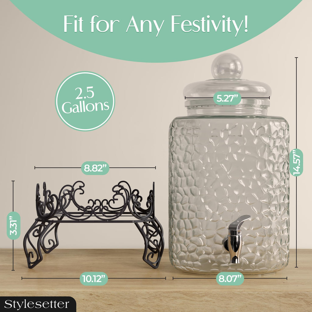 Glass Beverage Dispenser with Stand 2.5 Gal T921739