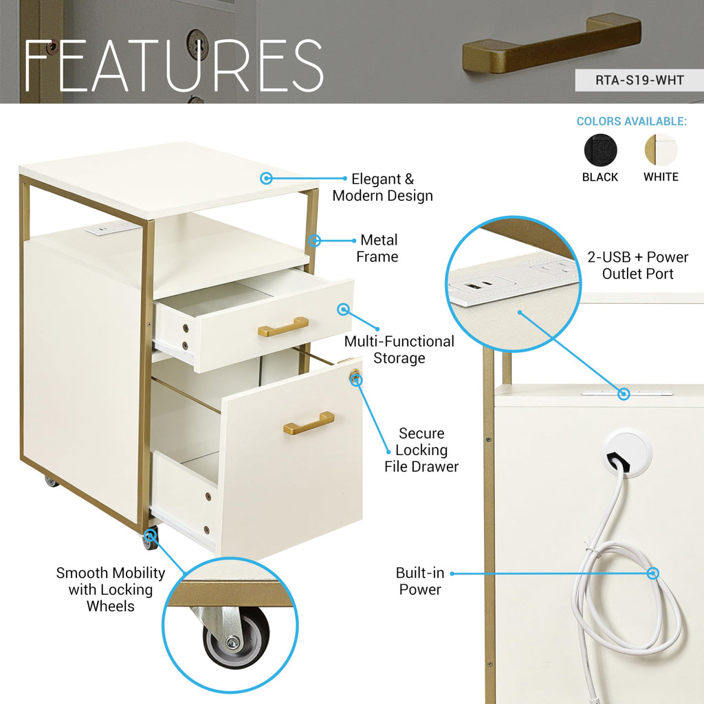 2 Drawer Rolling File Cabinet with Lock A76676