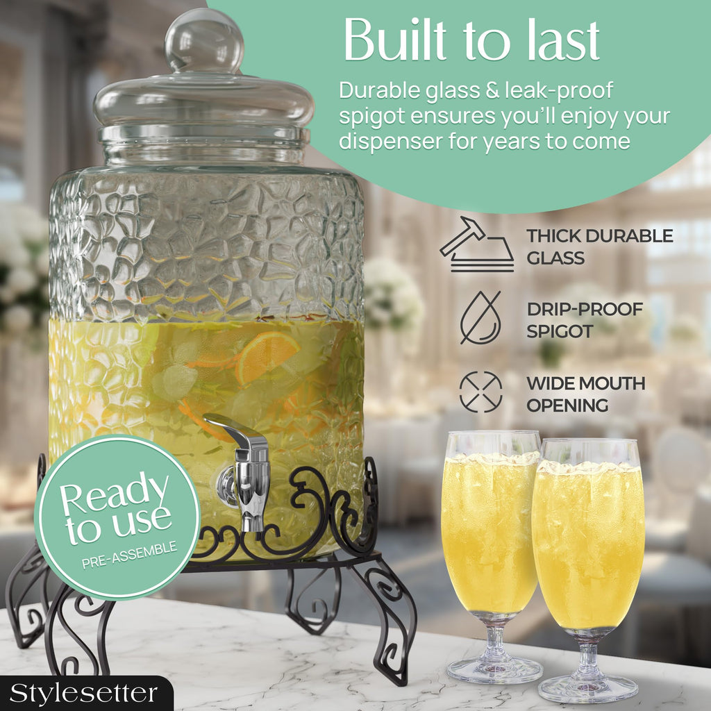 Glass Beverage Dispenser with Stand 2.5 Gal T921739