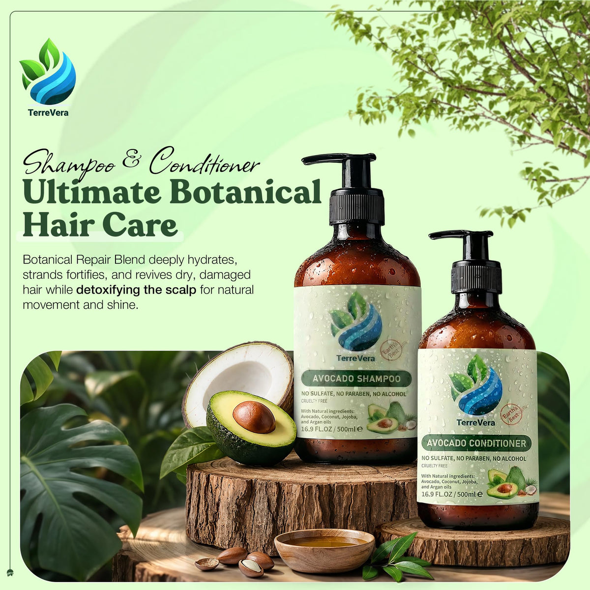 Sulfate Free Shampoo and Hair Conditioner Set C154