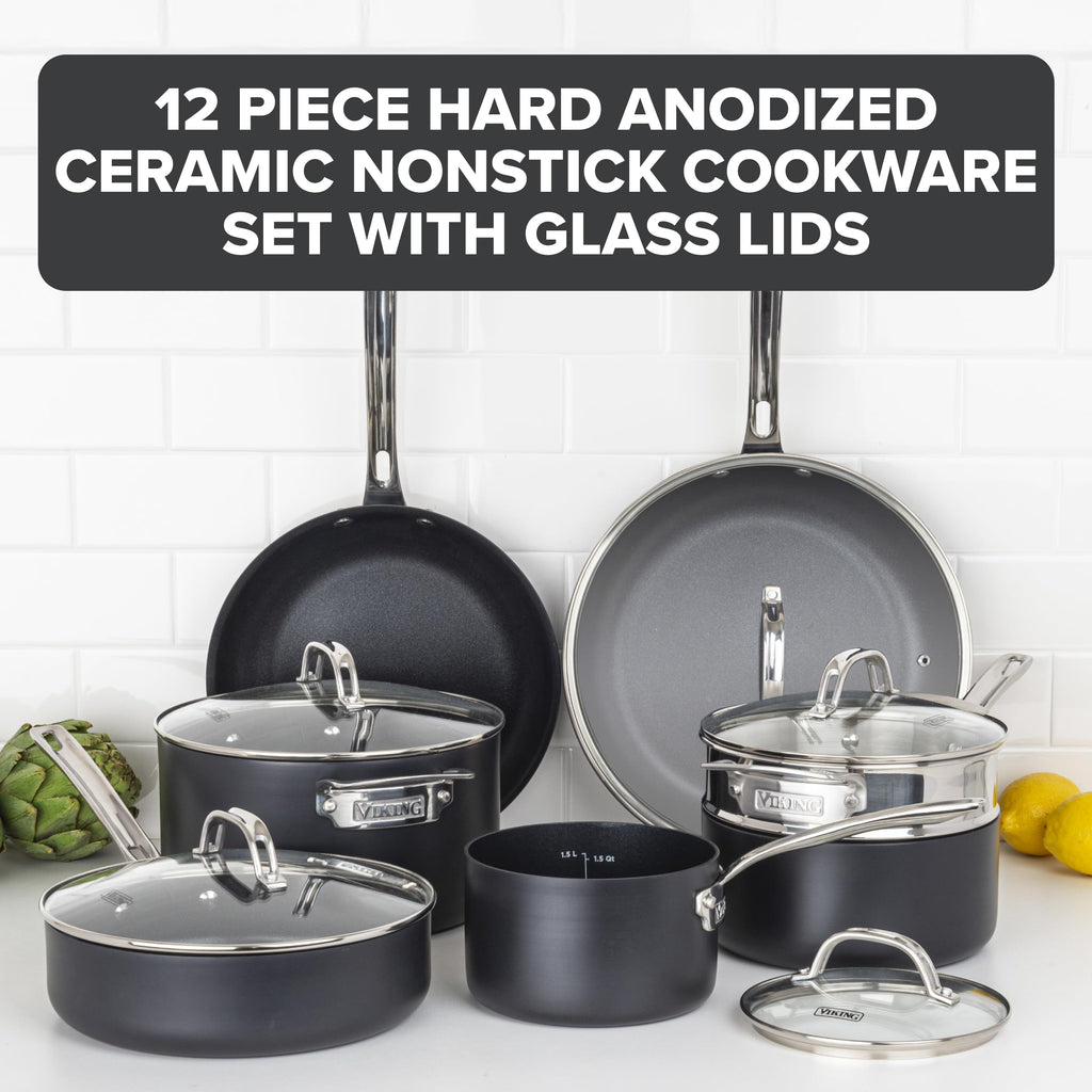 12 Piece Hard Anodized Ceramic Nonstick Cookware Set M813643