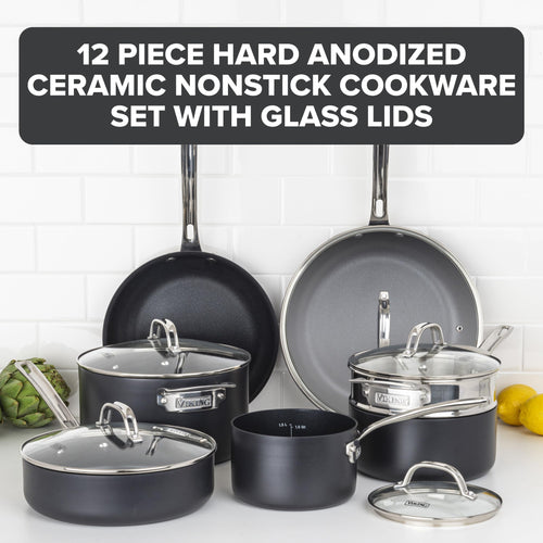 12 Piece Hard Anodized Ceramic Nonstick Cookware Set M813643