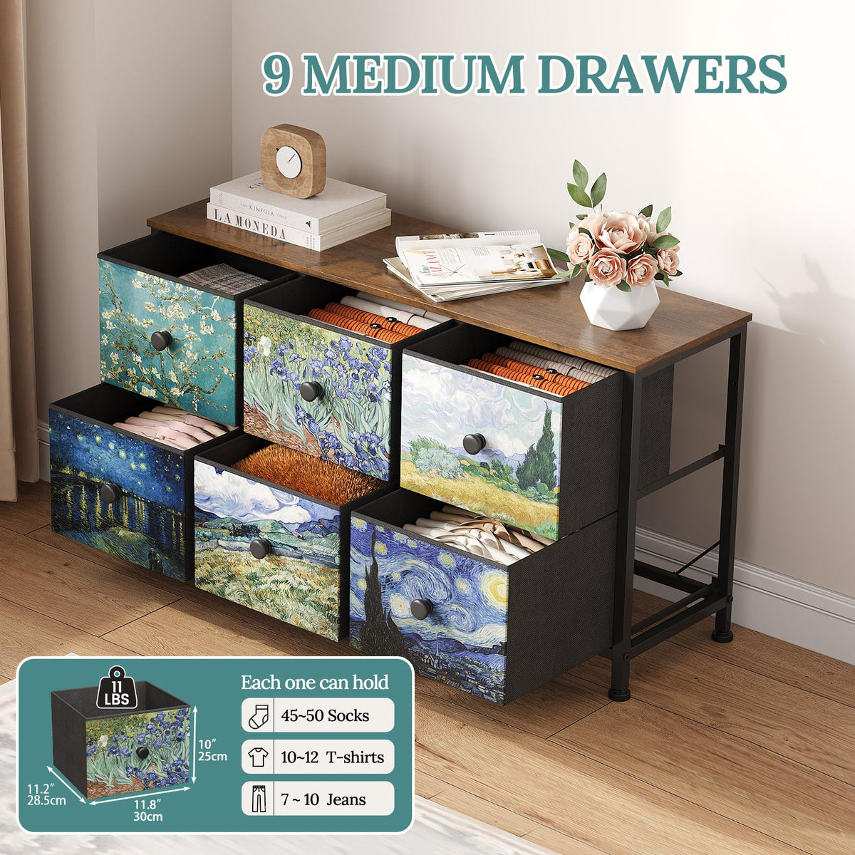 6 Drawer Dresser with Fabric Storage Drawer R978
