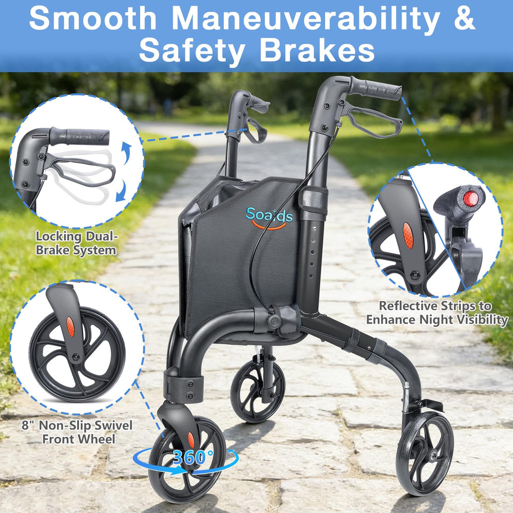 Lightweight Foldable 3 Wheel Walker M8372