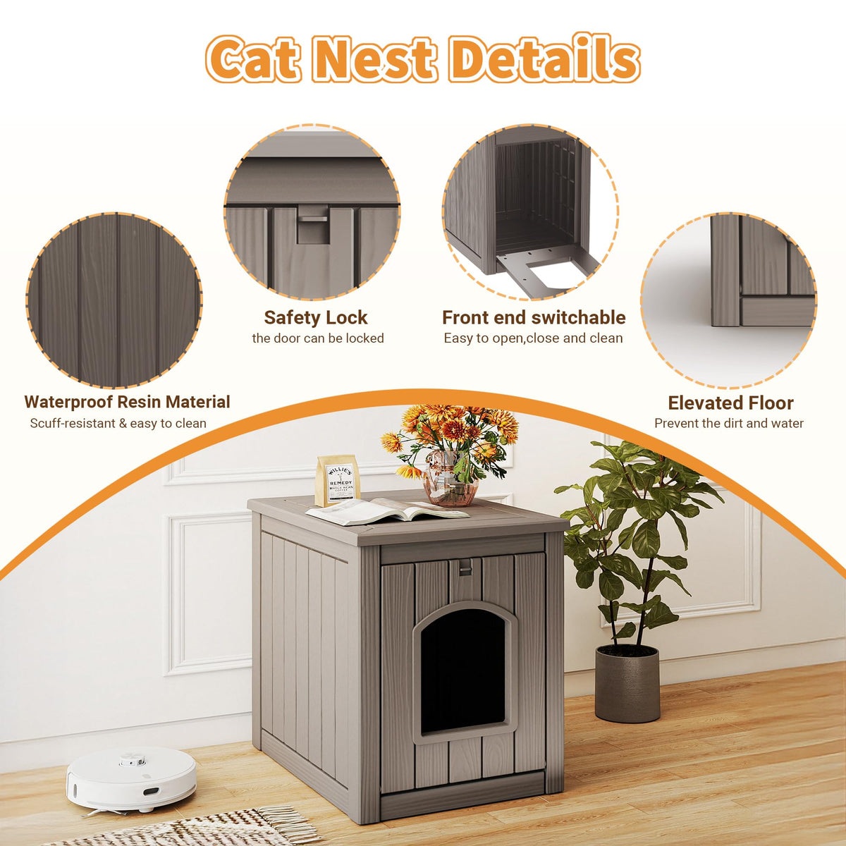 Gray Outdoor Cat House S7160