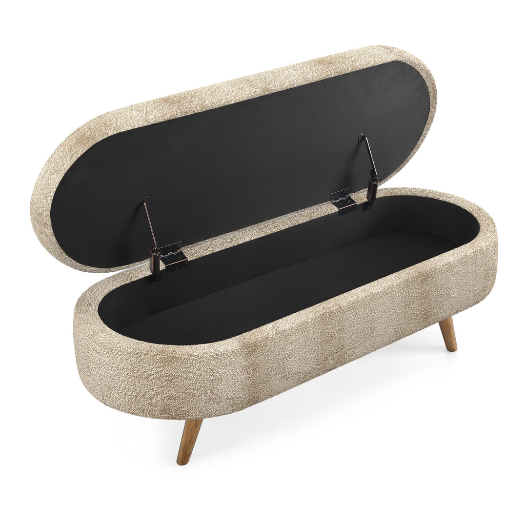 Oval Storage Bench with Rubber Wood Legs A60445