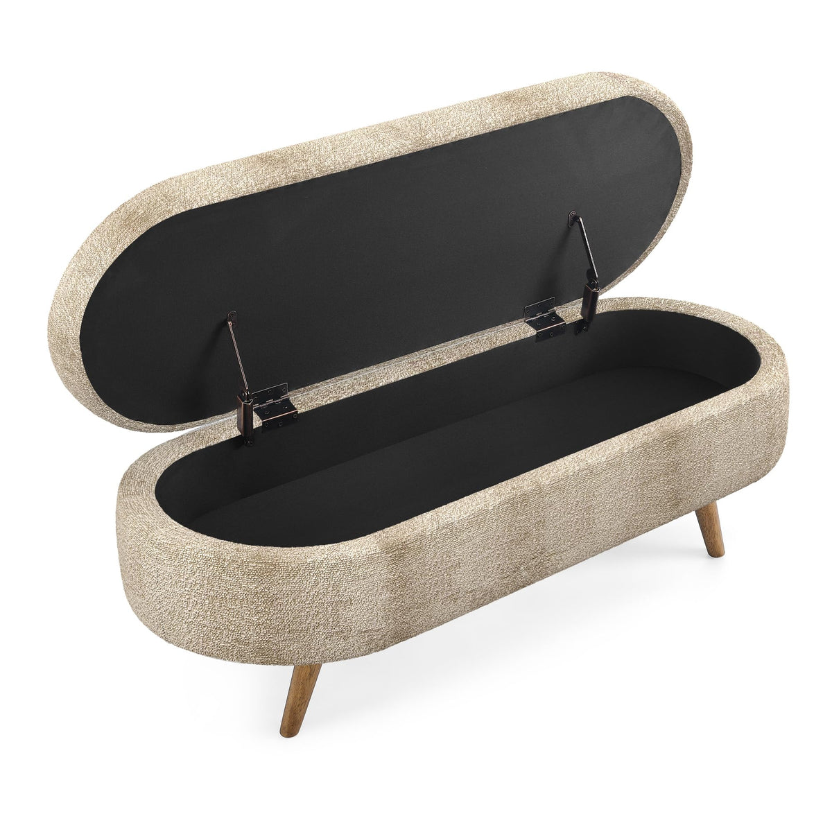 Oval Storage Bench with Rubber Wood Legs A60445