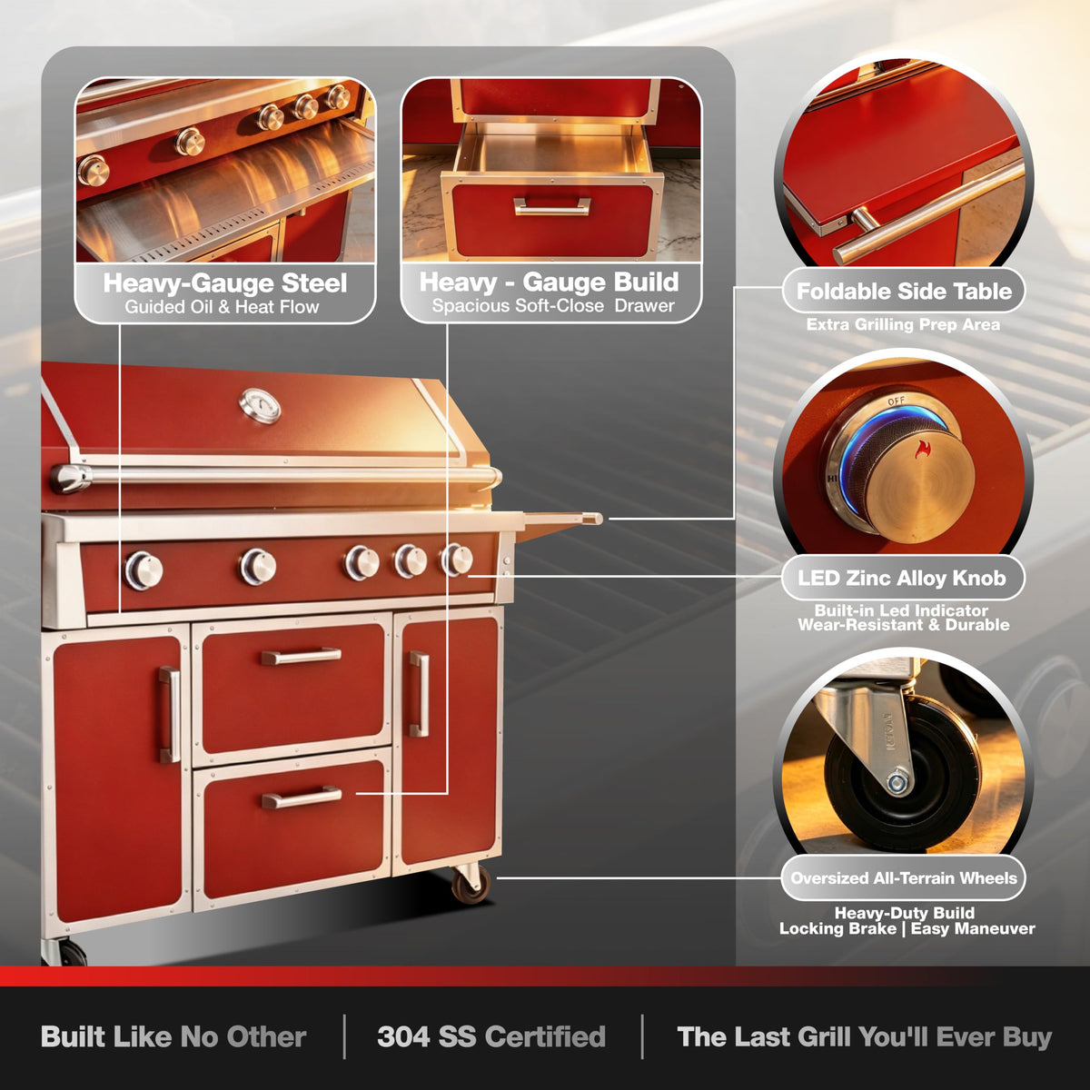 49" 304 Stainless Steel Gas Grill 4 Burner 99,000 BTU S9972