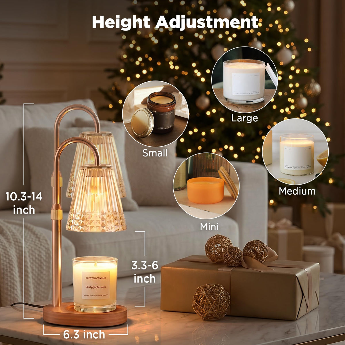 Dimmable Height Adjustable Candle Warmer Lamp with Timer V9267