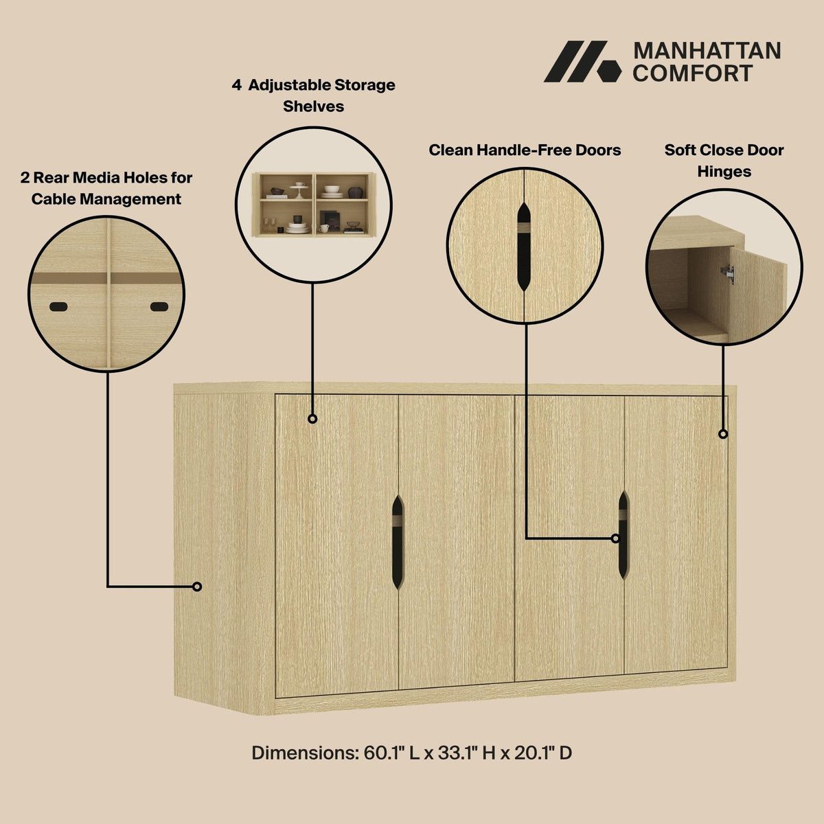 Modern Sideboard Buffet Cabinet with Storage H30319
